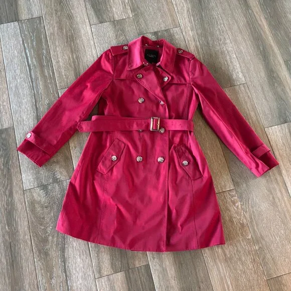 Talbots Classic red lined double breasted lightweight trench coat size 12 - Picture 2 of 10